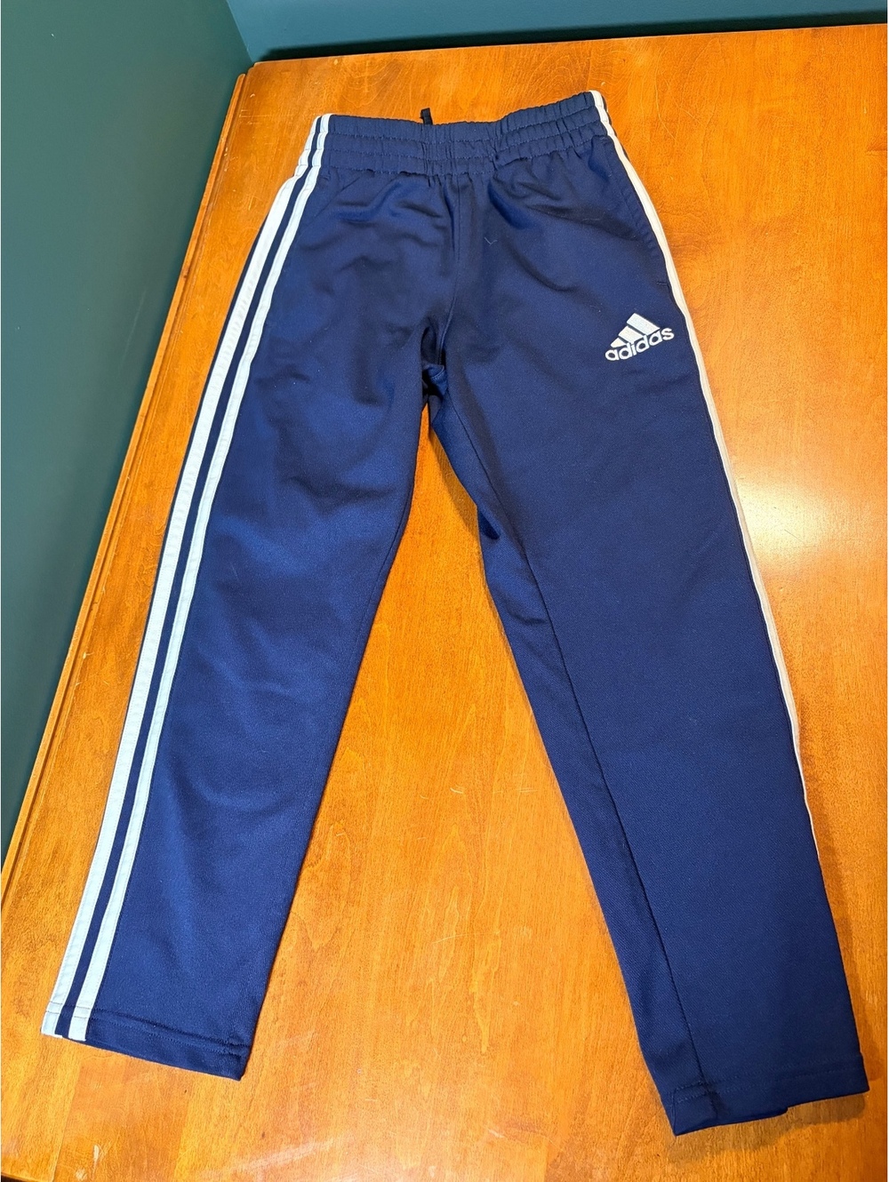 Adidas Boys Navy Blue 3-Stripes Athletic Track Pants Size 8 (Small)